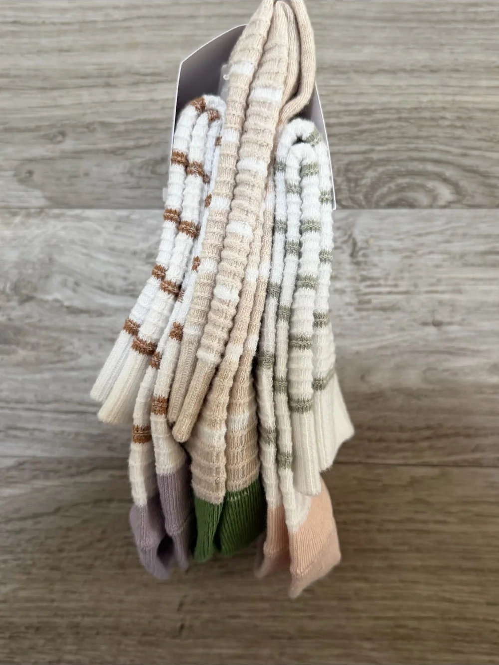 Auden Striped Waffle Textured Mid Crew Socks 3 Pairs